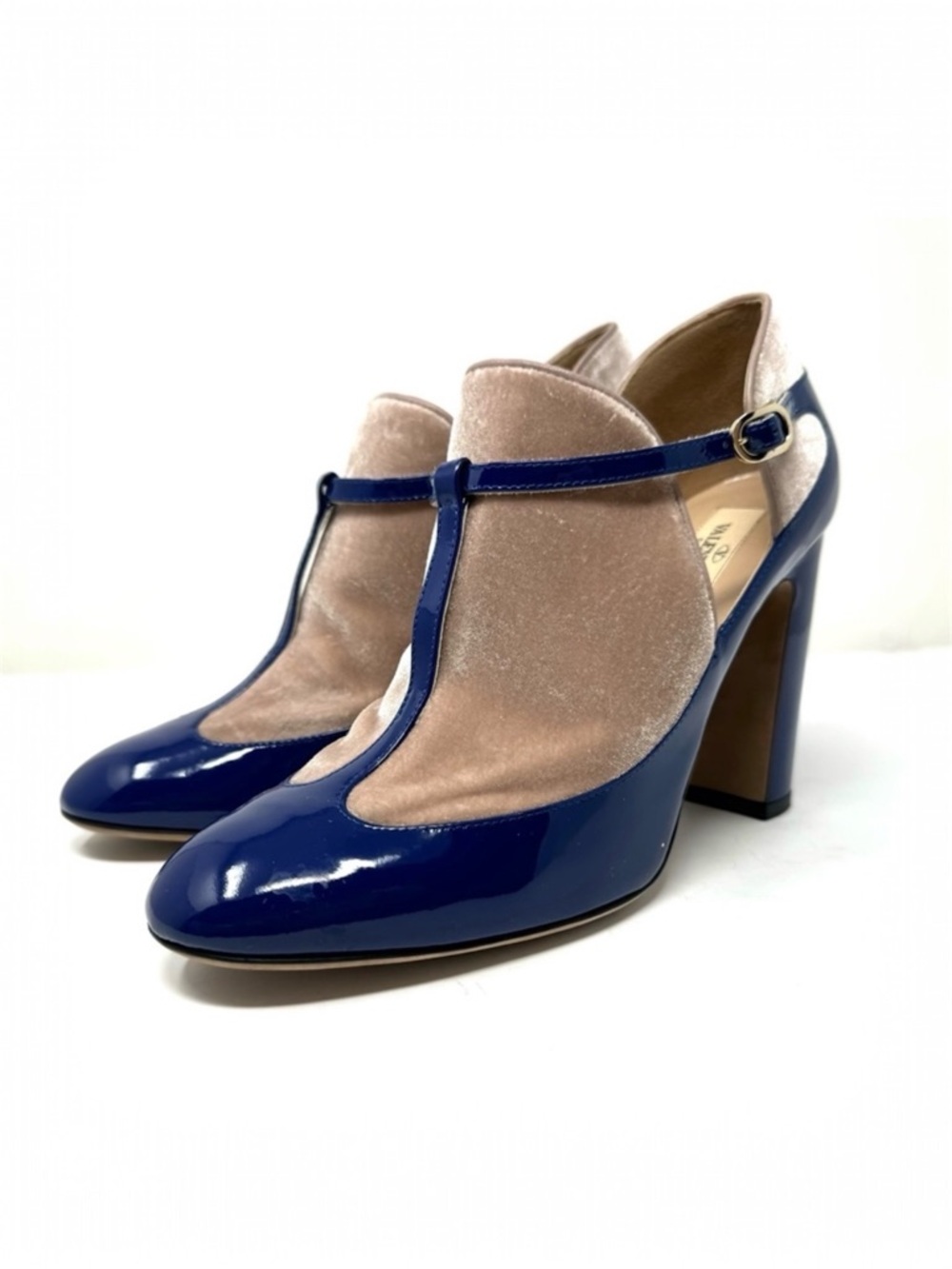 VALENTINO GARAVANI leather & velvet heeled booties, made it Italy, size 39.5